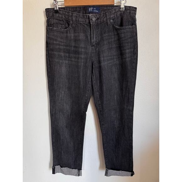 Gap Women’s Boyfriend Fit Jeans Dark Wash Cuffed 8/29 Relaxed Denim - Picture 1 of 9